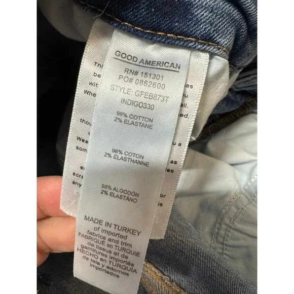 Good American Good Legs Flare Jeans Indigo330 Button Fly 6 28 x 32 70s Hippie - Picture 7 of 8